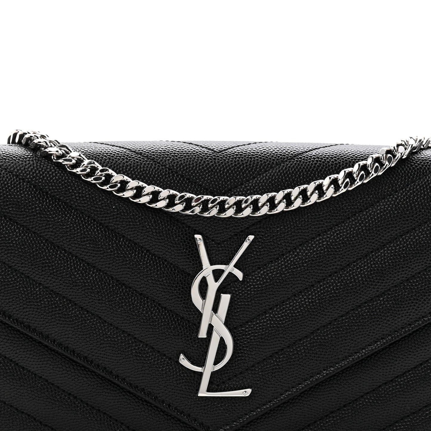 Grain De Poudre Matelasse Chevron Monogram Chain Wallet Black Black