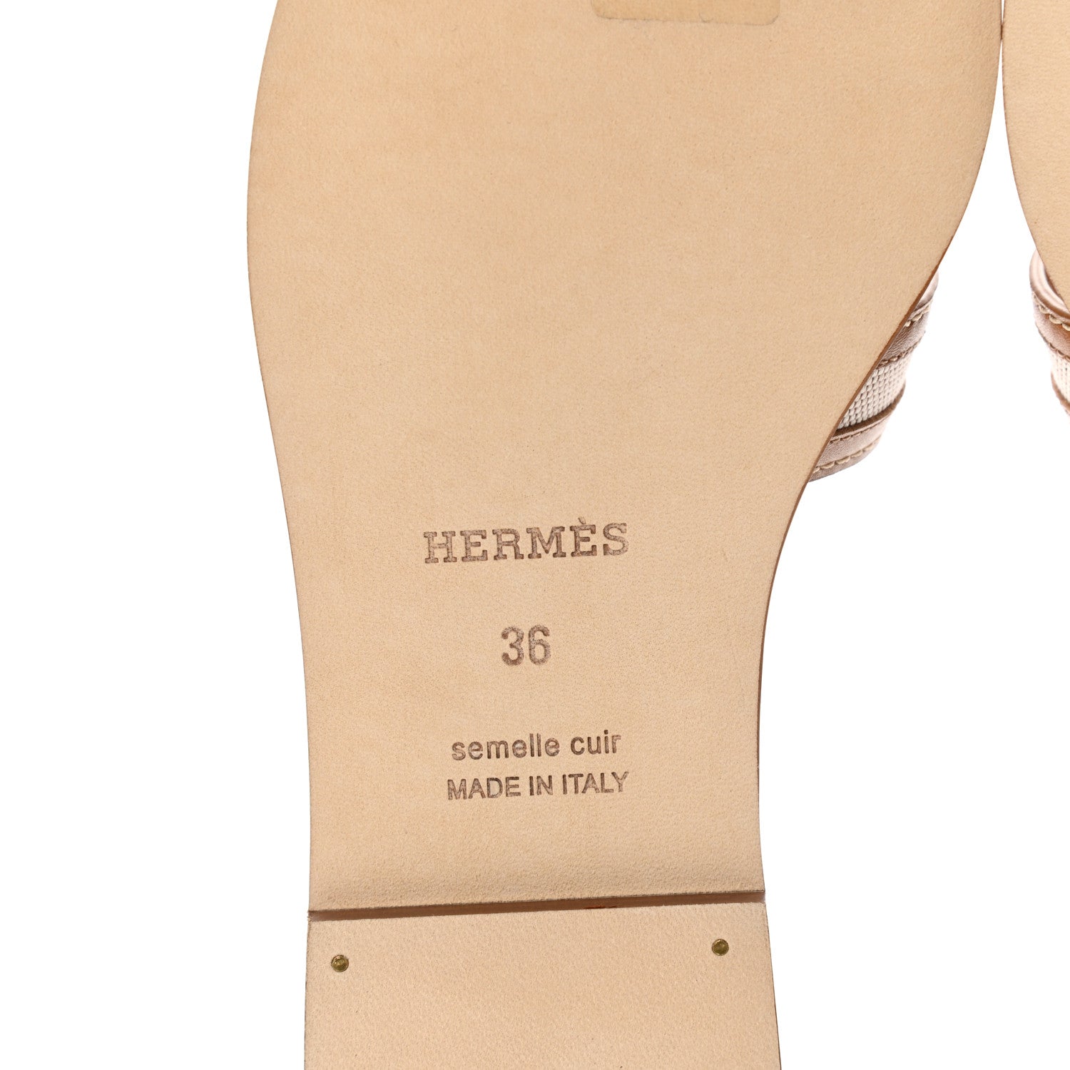 Hermes Calfskin Canvas Oran Sandals 36 Noisette Beige Dore 6 of 8