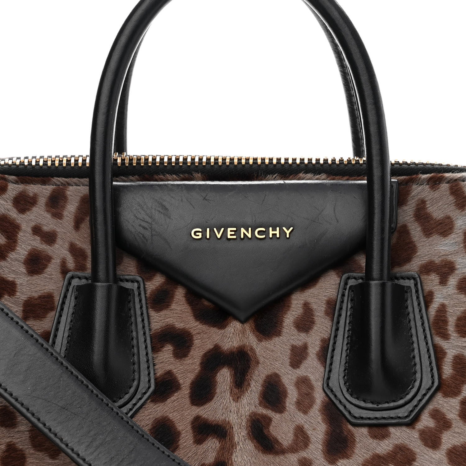 Givenchy Pony Hair Smooth Calfskin Leopard Print Antigona Black 8 of 13