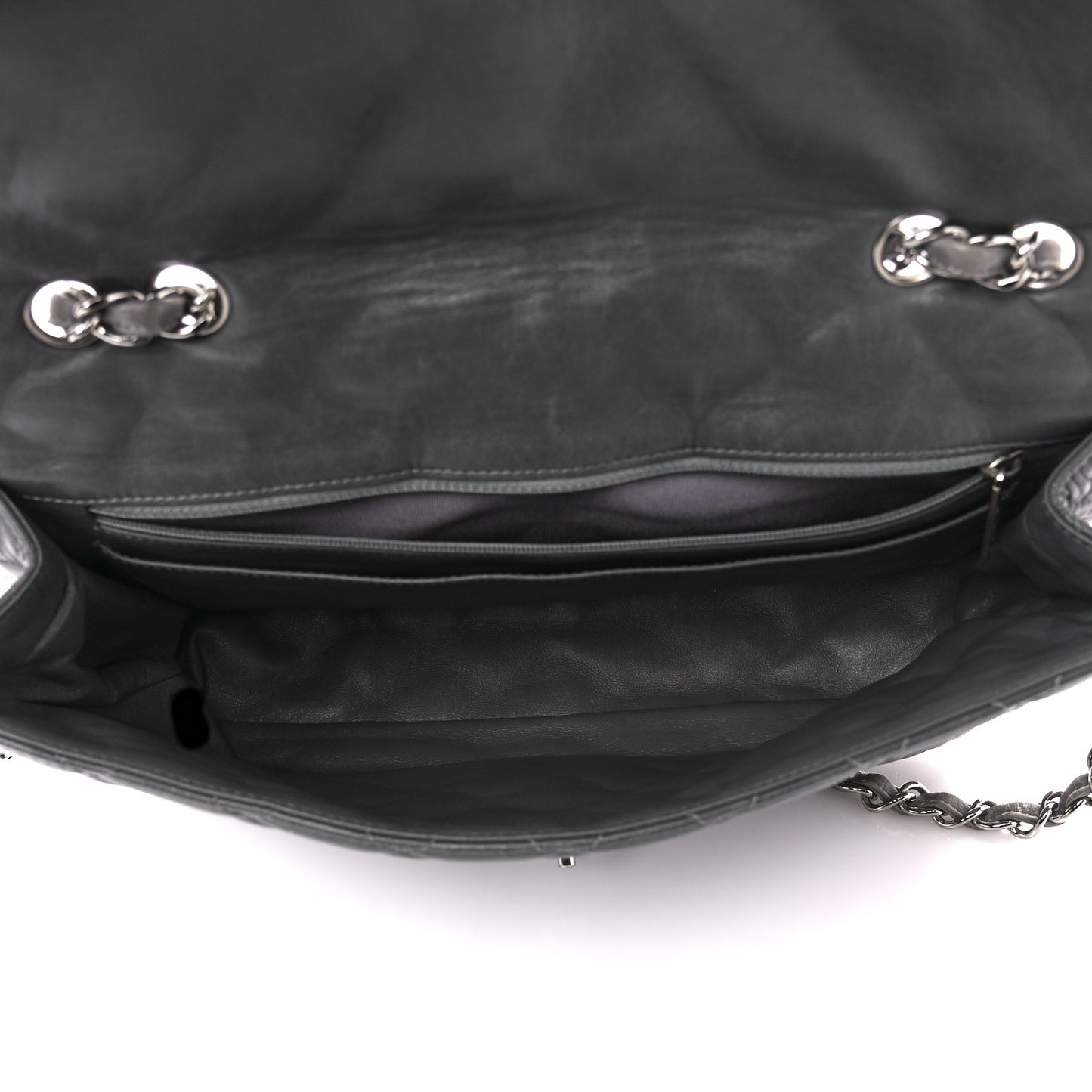 Lambskin Quilted Jumbo Single Flap Grey