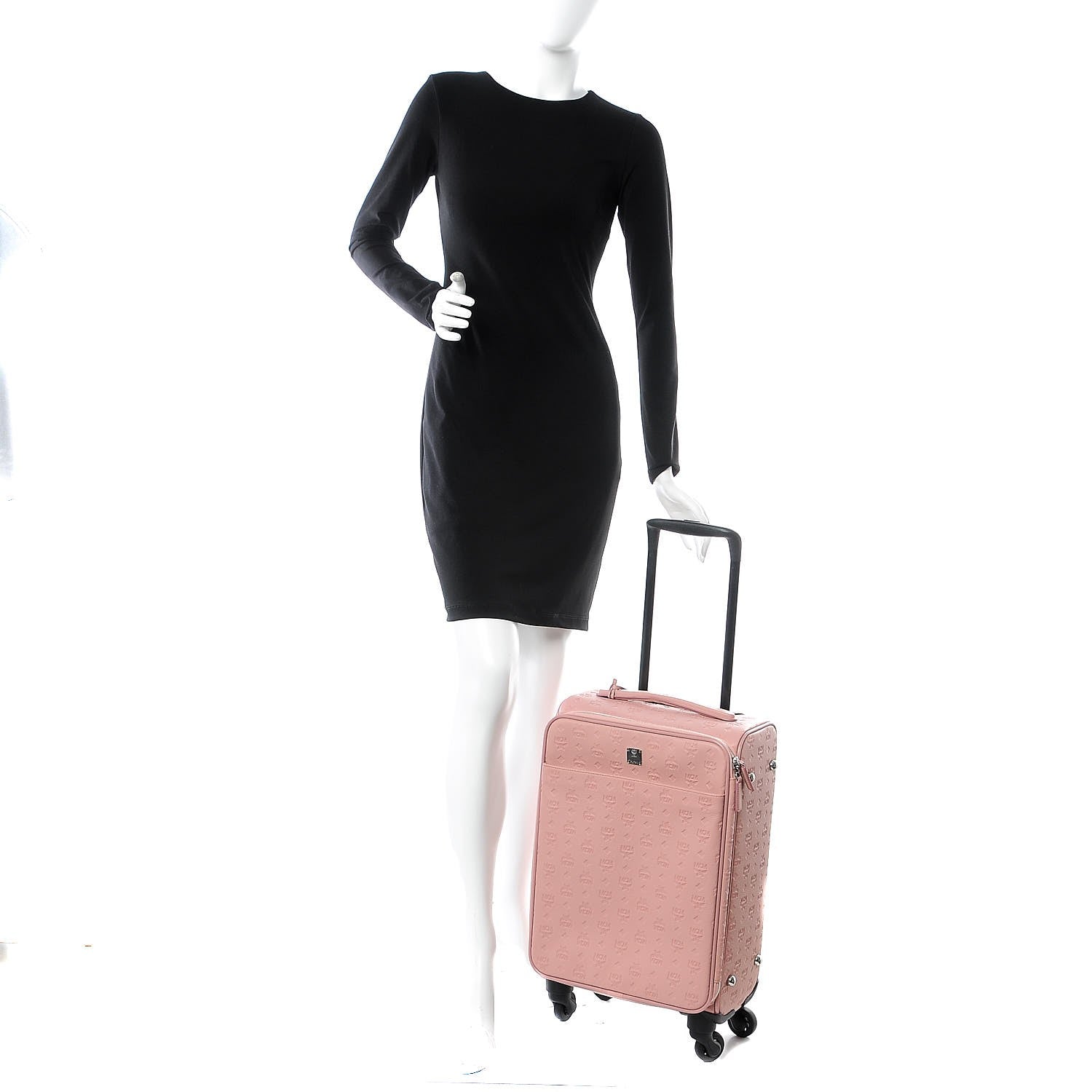 MCM Calfskin Ottomar Monogram Luggage Pink 2 of 7