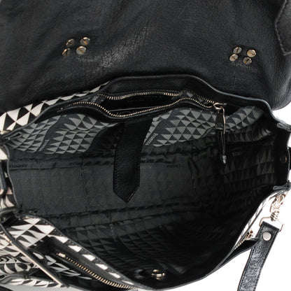 Proenza Schouler Calfskin Triangle Print Medium PS1 Satchel Black White 5 of 9