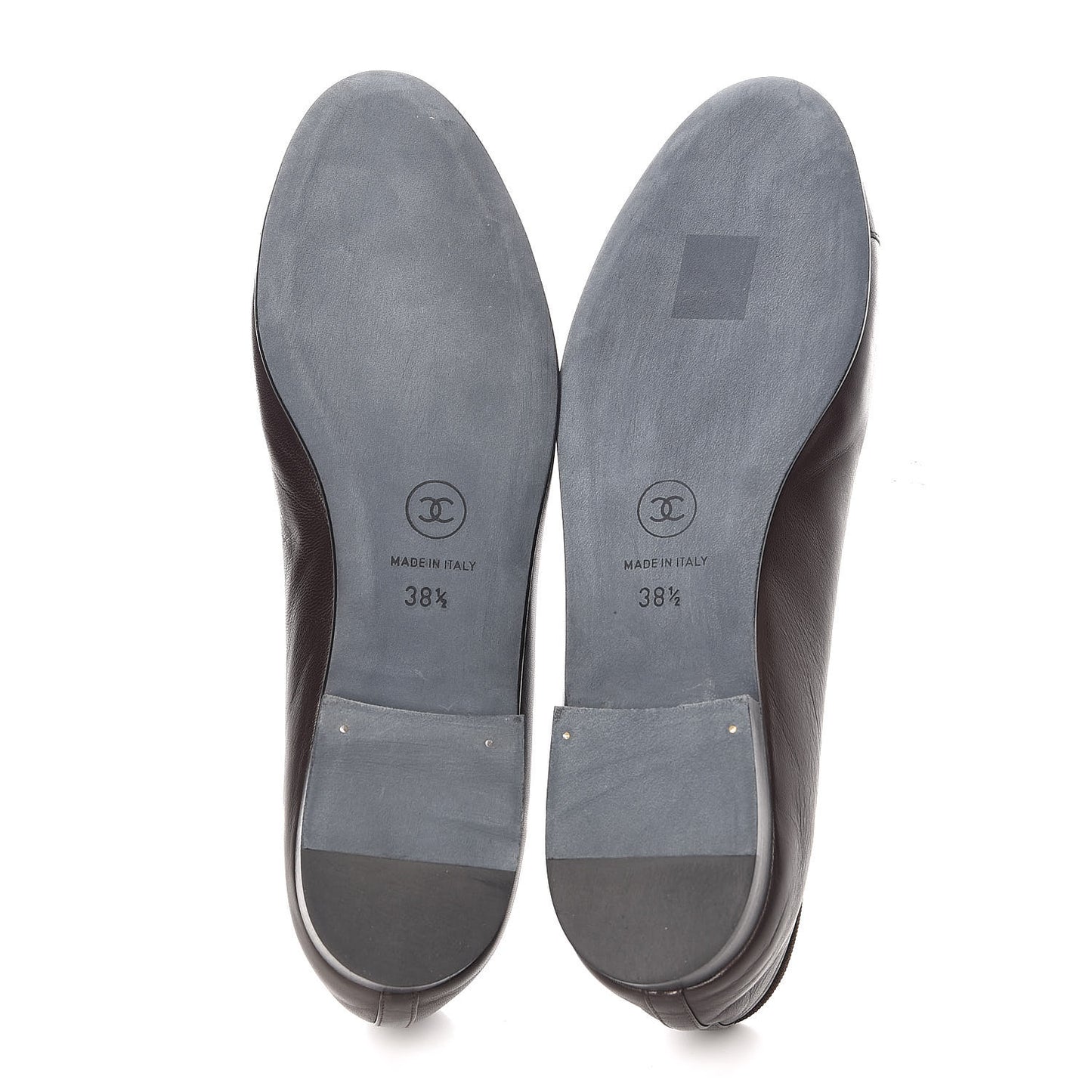 Lambskin Cap Toe CC Ballerina Flats 38.5 Marron Black