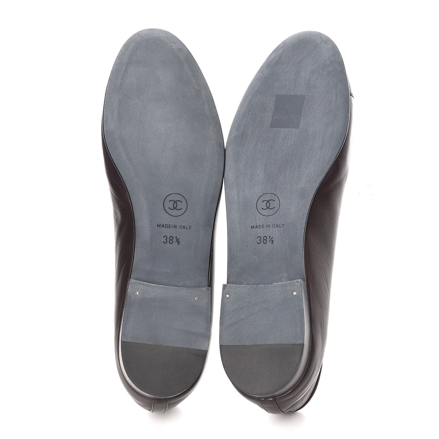 Chanel Lambskin Cap Toe CC Ballerina Flats 38.5 Marron Black 5 of 9