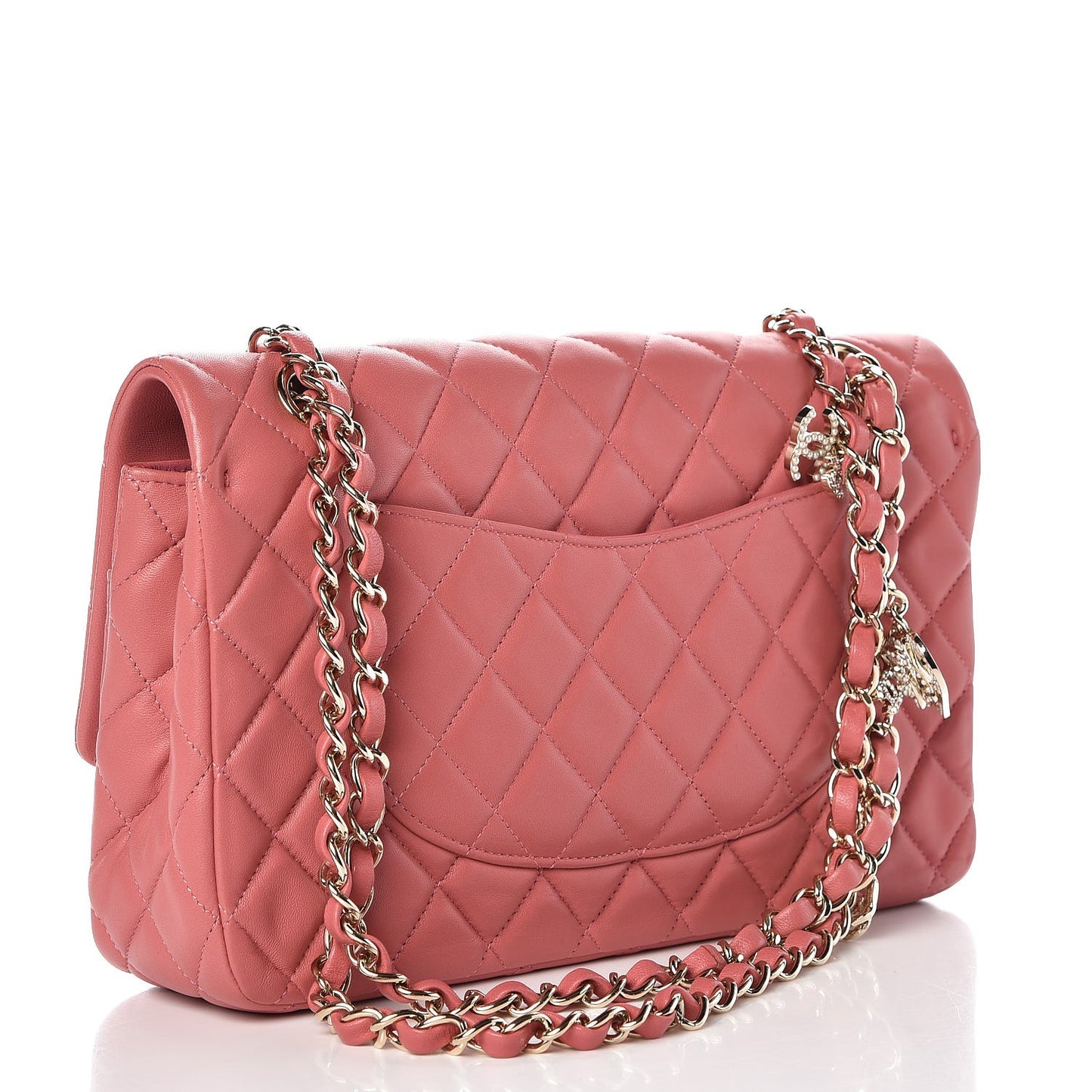 Lambskin Quilted Valentine Charms Medium Single Flap Pink