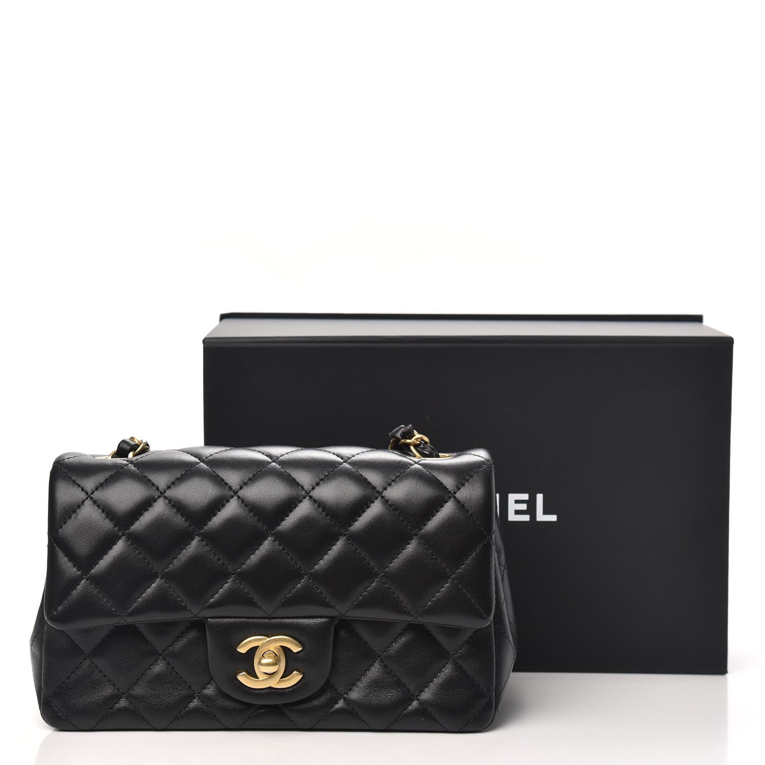 Chanel Lambskin Quilted Mini Rectangular Flap Black 12 of 16