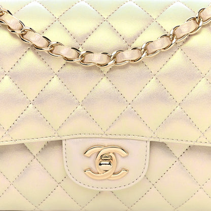 Chanel Iridescent Lambskin Quilted Medium Double Flap Ivory 7 of 12