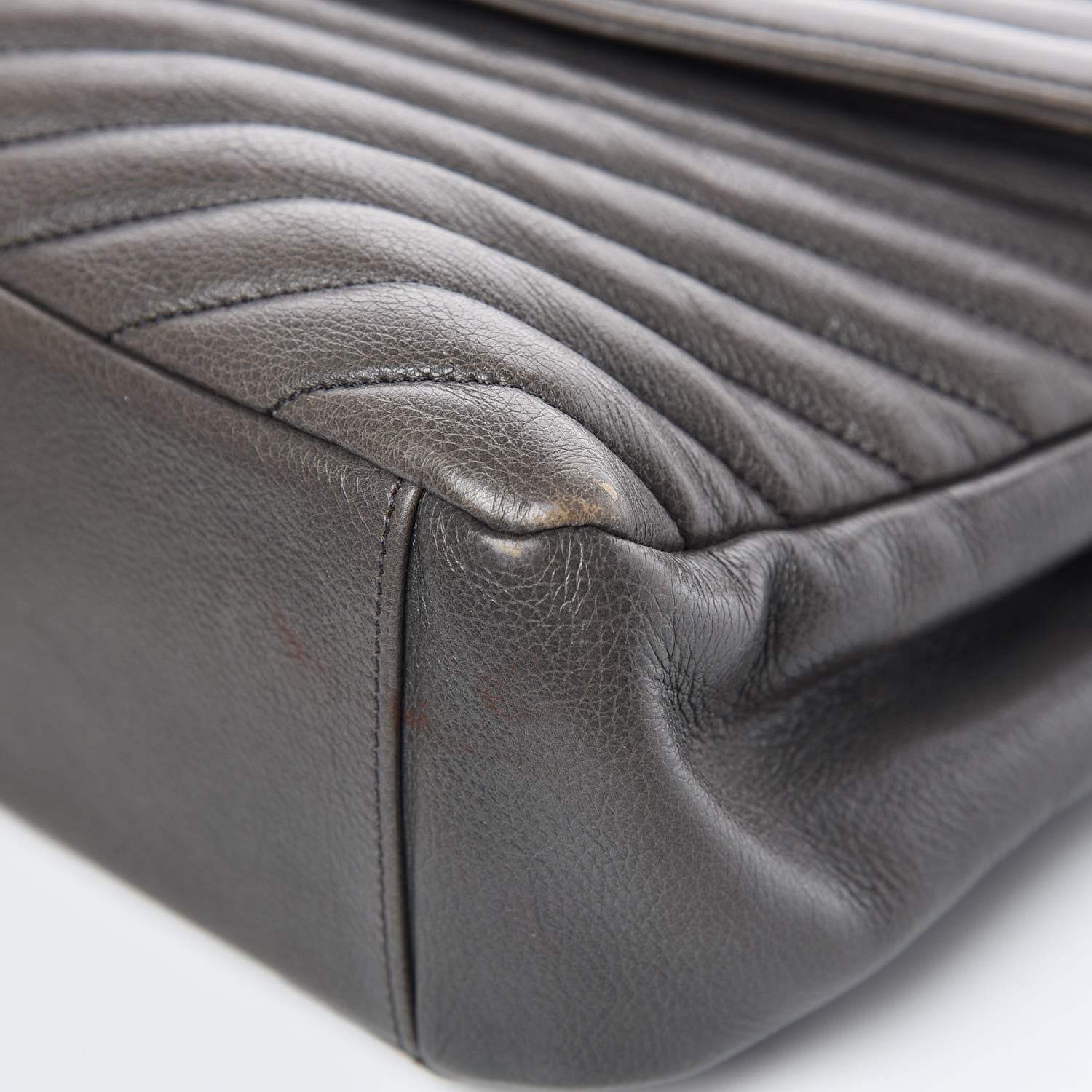 Saint Laurent Sheepskin Matelasse Chevron Monogram Large College Satchel Dark Anthracite 14 of 16