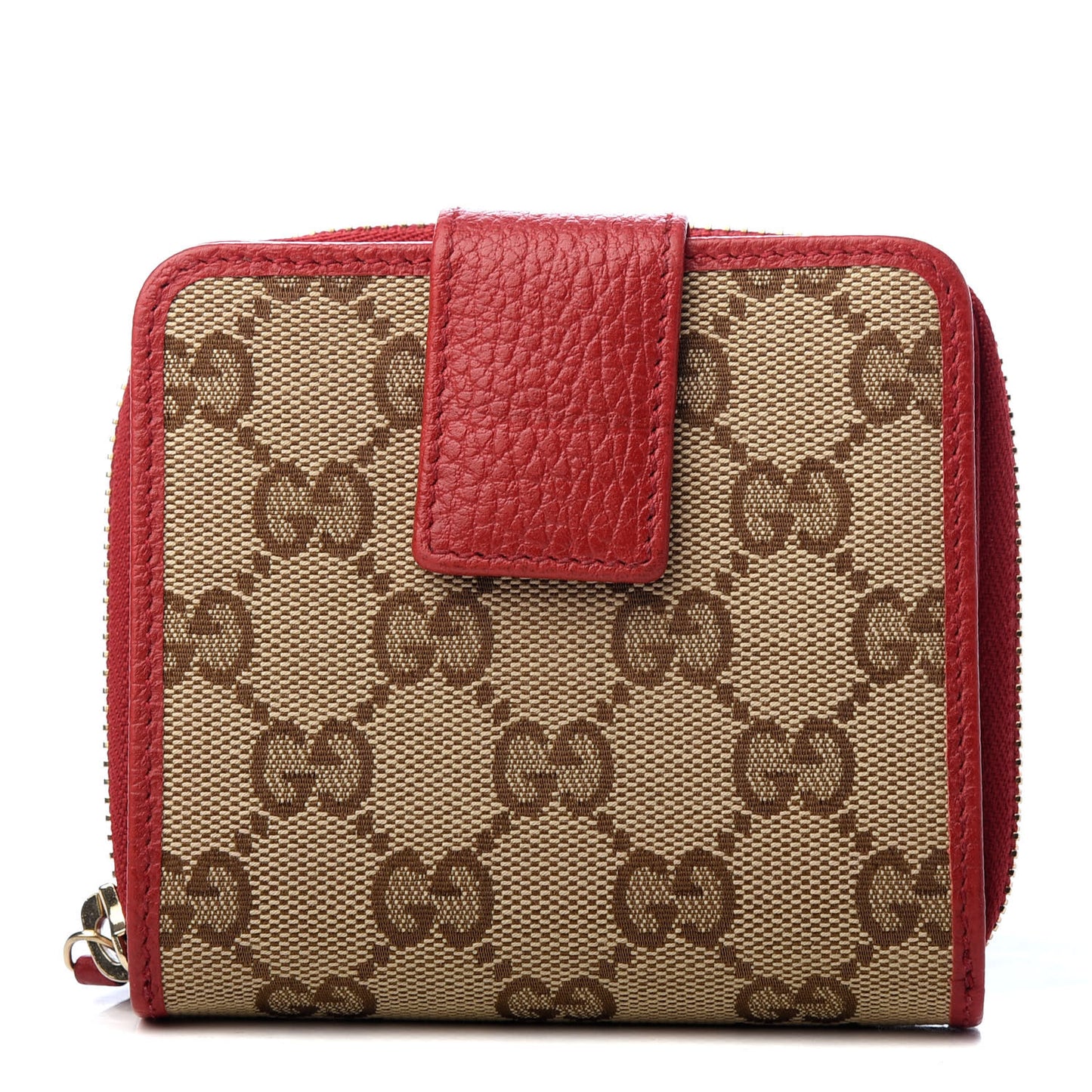 Monogram Dollar Calfskin Zip Around French Flap Wallet Beige Ebony Rosso