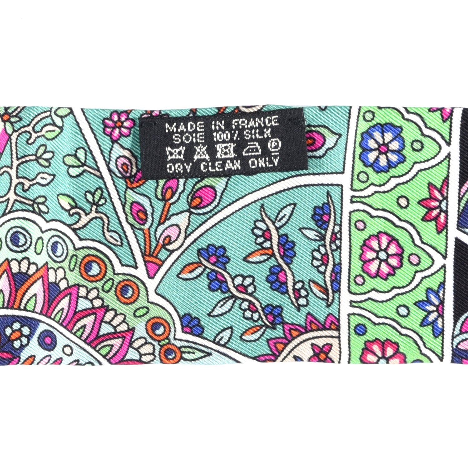 Hermes Silk Au Pays Des Oiseaux Fleurs Twilly Vert Vif Black Fuchsia 2 of 4