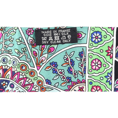 Hermes Silk Au Pays Des Oiseaux Fleurs Twilly Vert Vif Black Fuchsia 2 of 4