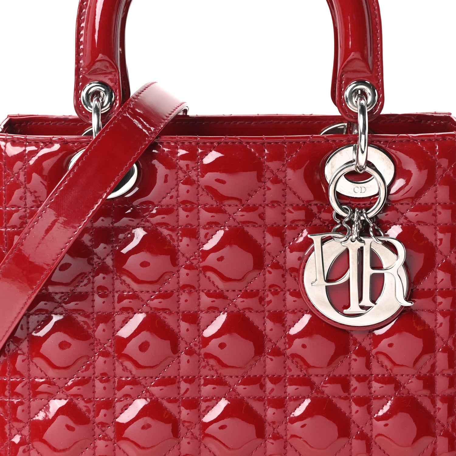 Christian Dior Patent Cannage Medium Lady Dior Red 7 of 9