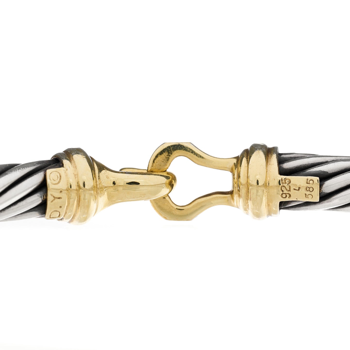 Sterling Silver 14K Yellow Gold 7mm Cable Classic Buckle Bracelet