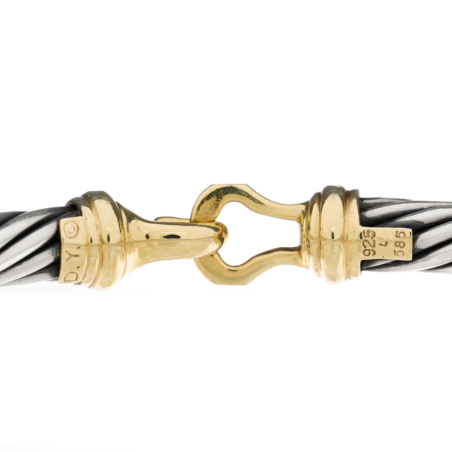 David Yurman Sterling Silver 14K Yellow Gold 7mm Cable Classic Buckle Bracelet 3 of 3