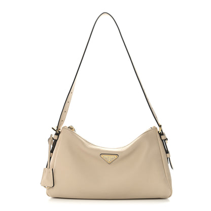 Prada Soft Calfskin Medium Aimee Shoulder Bag Travertine 1 of 10