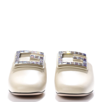 Gucci Malaga Kid Crystal Square G Madelyn Mules 38 Vintage White 2 of 10