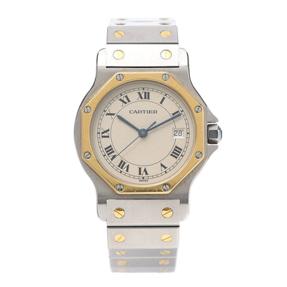 Cartier Stainless Steel 18K Yellow Gold 29mm Santos Octagon Quartz Watch 1 of 5
