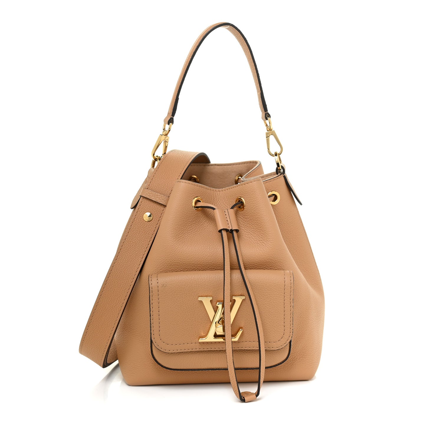 Calfskin Lockme Bucket MM Arizona Beige