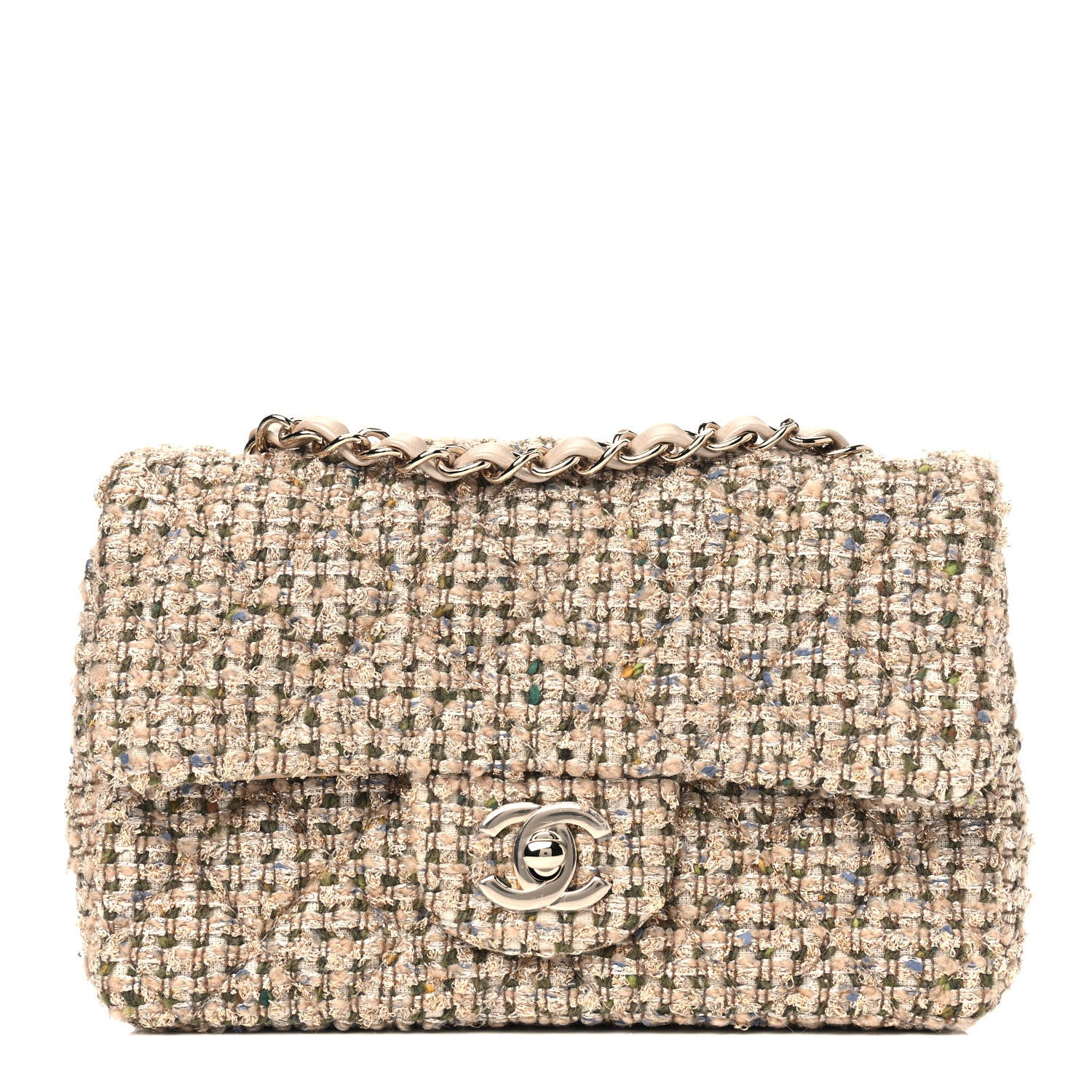 Chanel Tweed Quilted Mini Rectangular Flap Beige 1 of 4