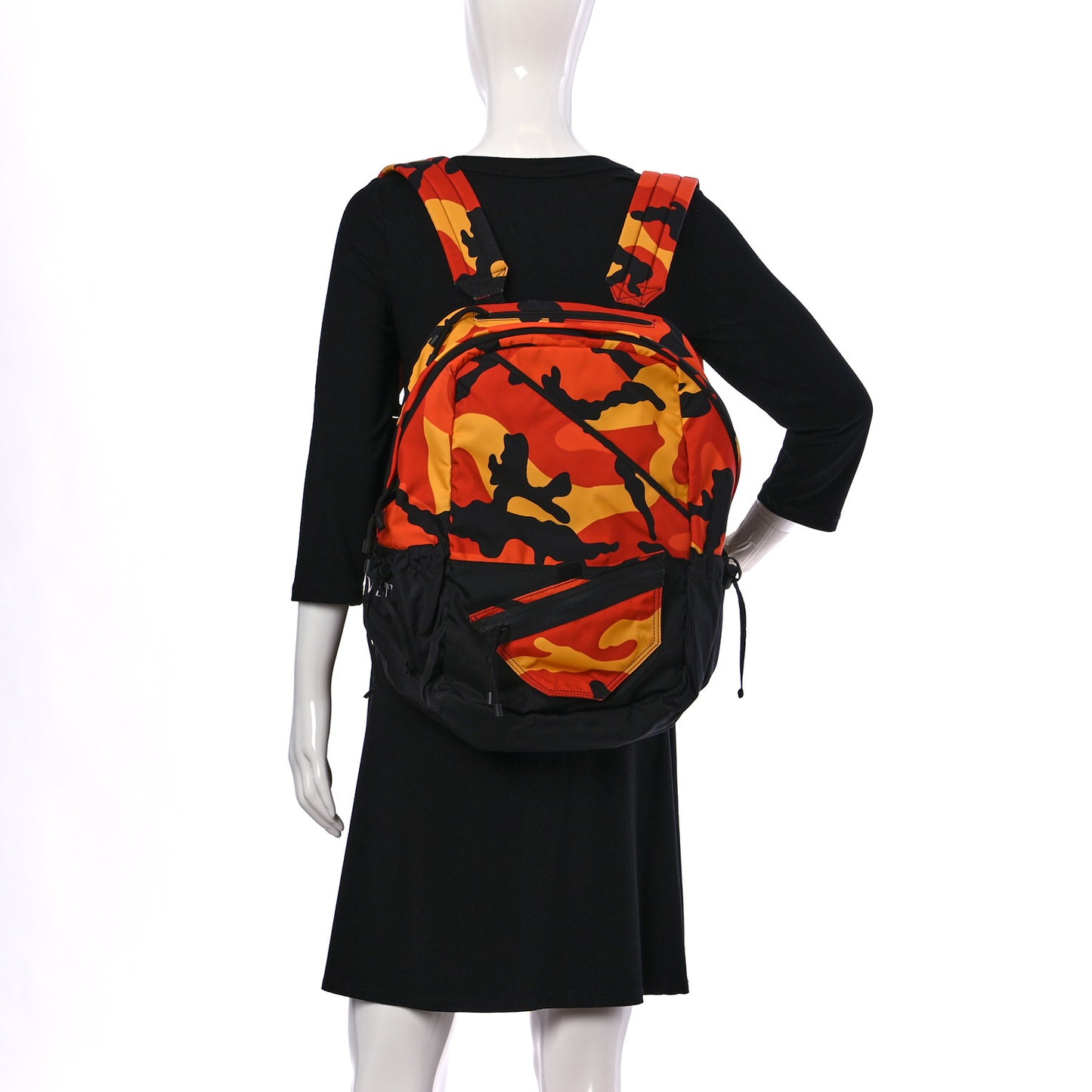 Nylon Camouflage Print Backpack Orange Yellow Black