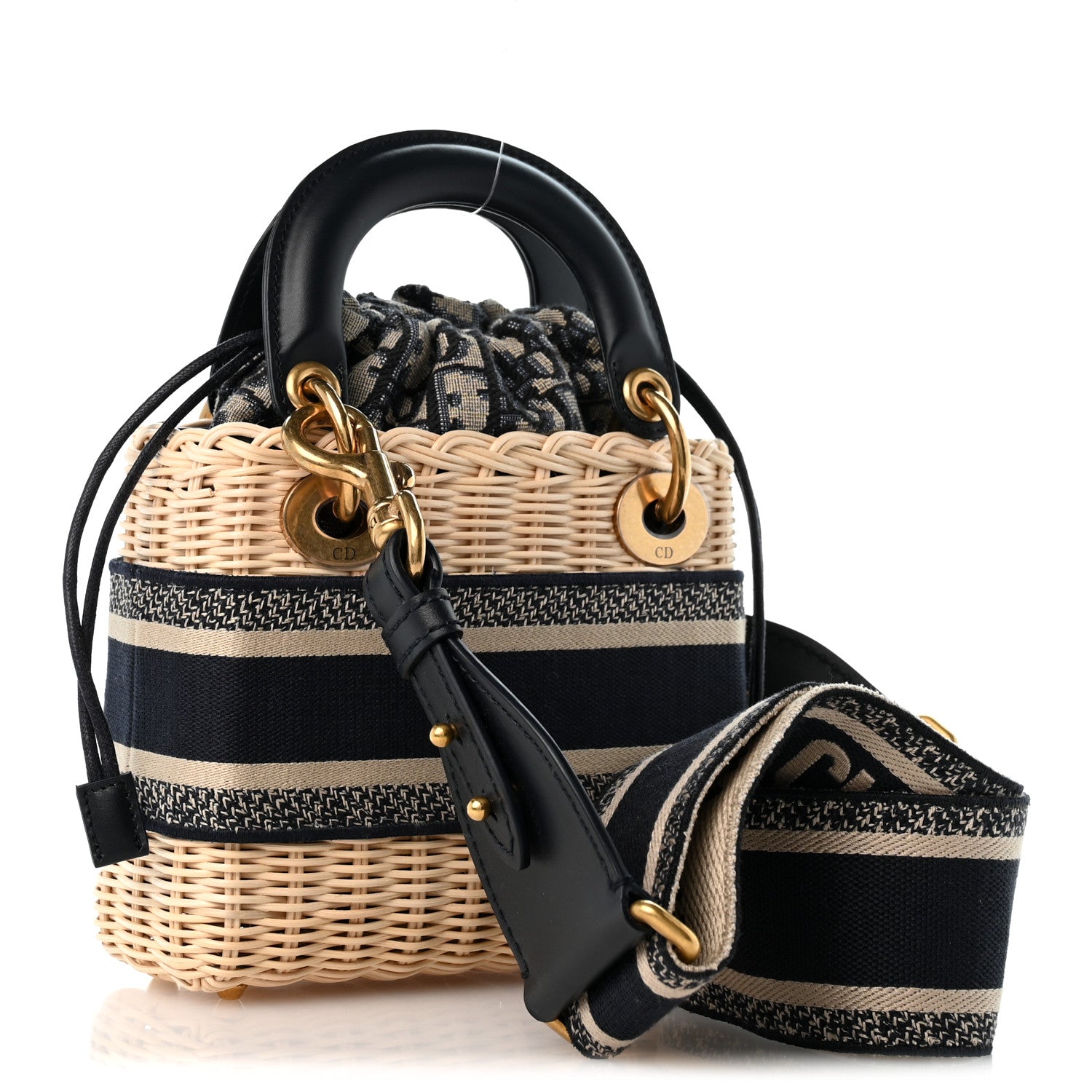 Christian Dior Wicker Oblique Mini Lady Dior Bag Blue 3 of 10