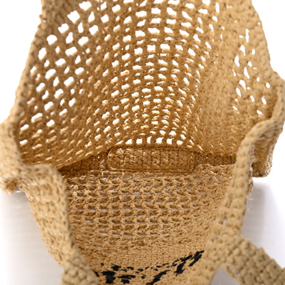 Prada Yarn Raffia Effect Crochet Logo Embroidered Tote Bag Naturale 4 of 4
