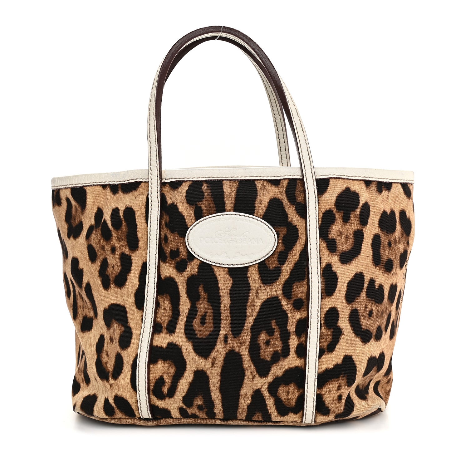 Canvas Leopard Print Tote White