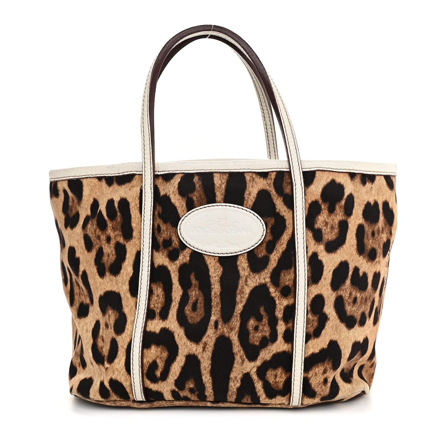 Dolce & Gabbana Canvas Leopard Print Tote White 1 of 13
