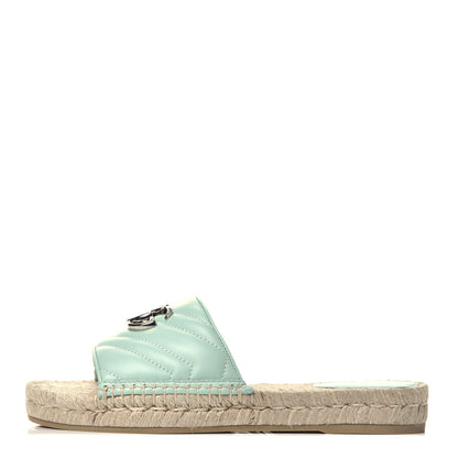 Gucci Nappa Matelasse GG Marmont Espadrille Slide Sandals 38 Water Green 1 of 12