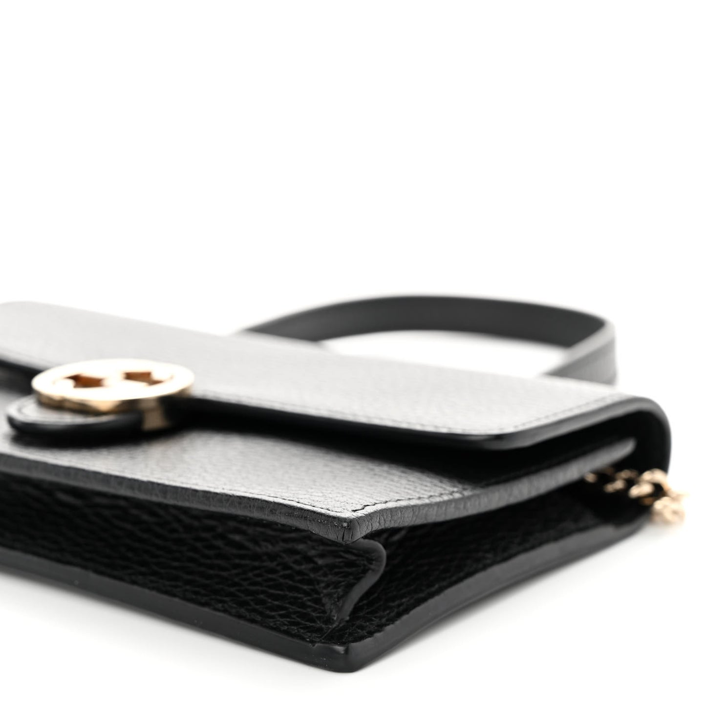 Dollar Calfskin Interlocking G Chain Wallet Black