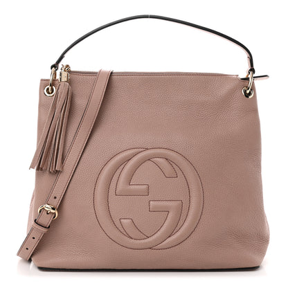 Gucci Pebbled Calfskin Large Soho Hobo Camelia 1 of 12