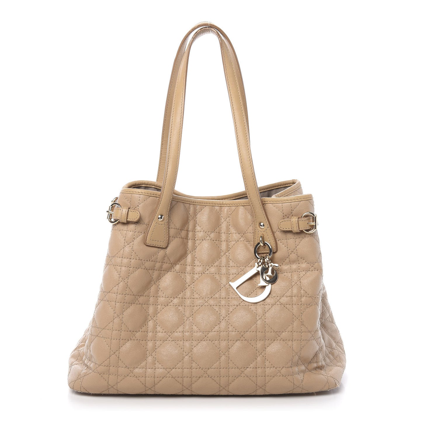 Coated Canvas Cannage Medium Panarea Tote Beige