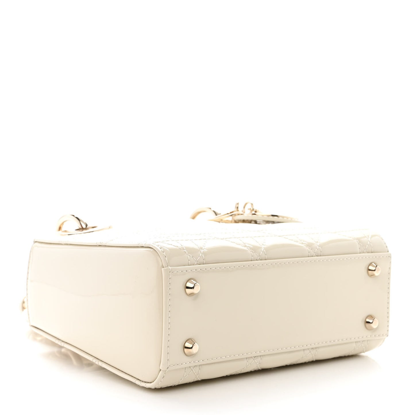 Patent Cannage Mini Lady Dior Latte