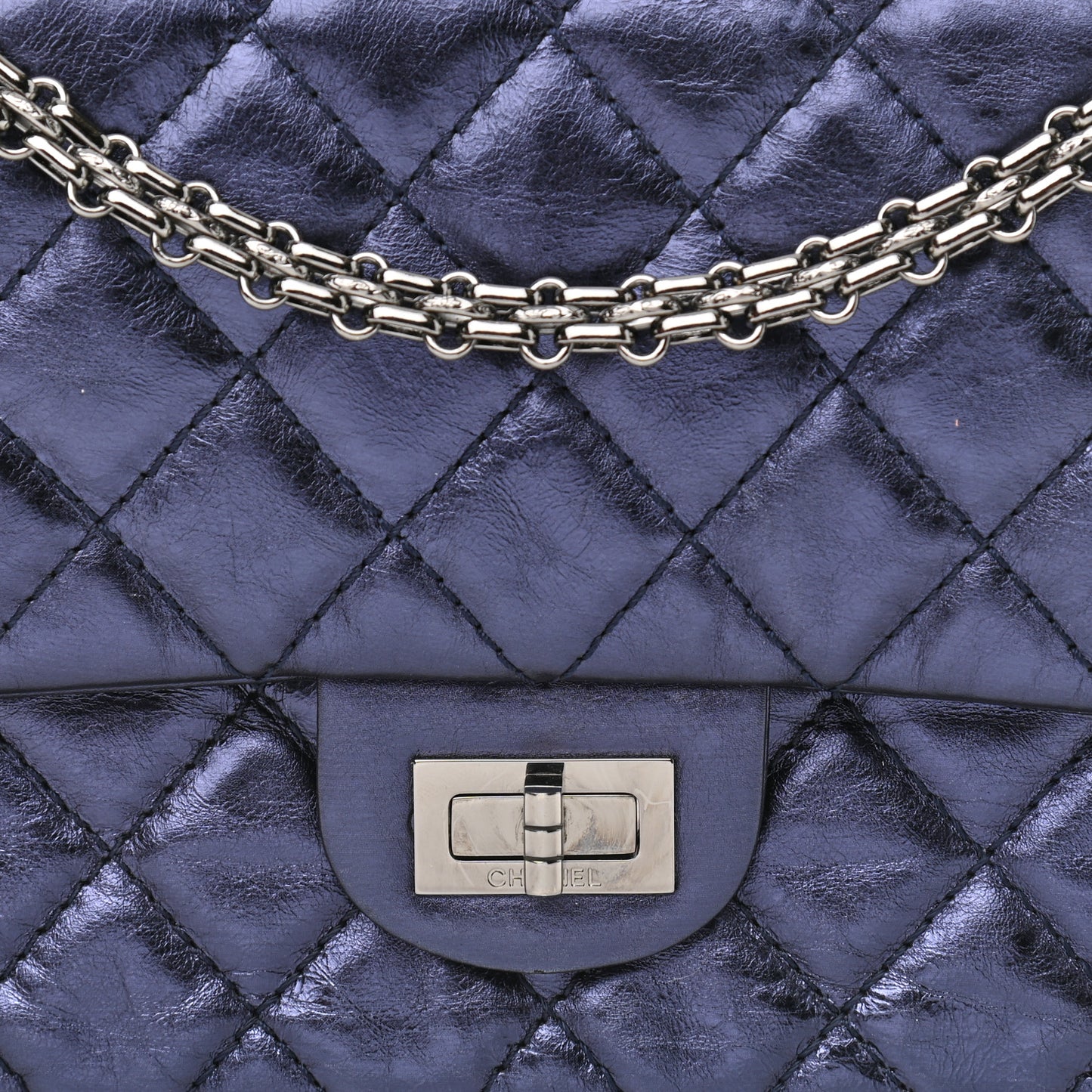 Metallic Calfskin Quilted 2.55 Reissue 226 Flap Marine Fonce