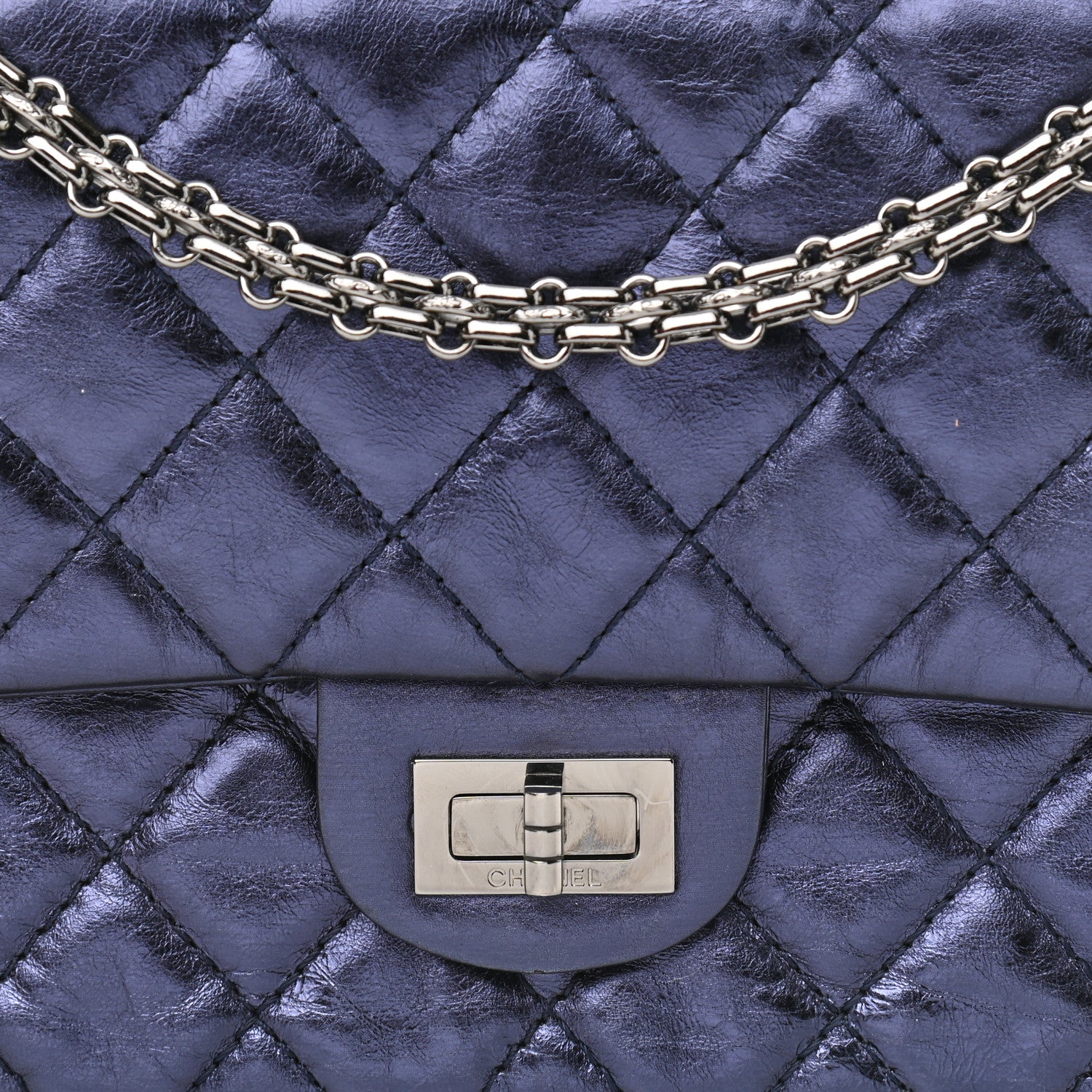 Chanel Metallic Calfskin Quilted 2.55 Reissue 226 Flap Marine Fonce 8 of 12