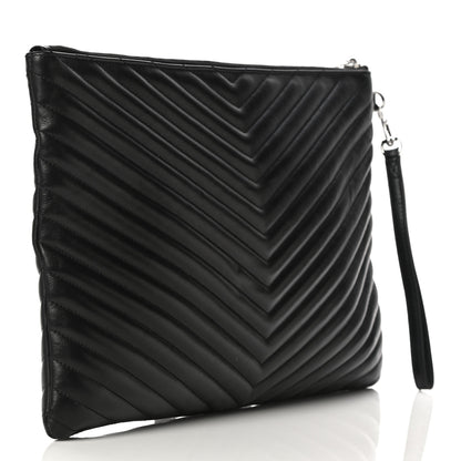 Saint Laurent Calfskin Matelasse Chevron Monogram Document Holder Black 3 of 11