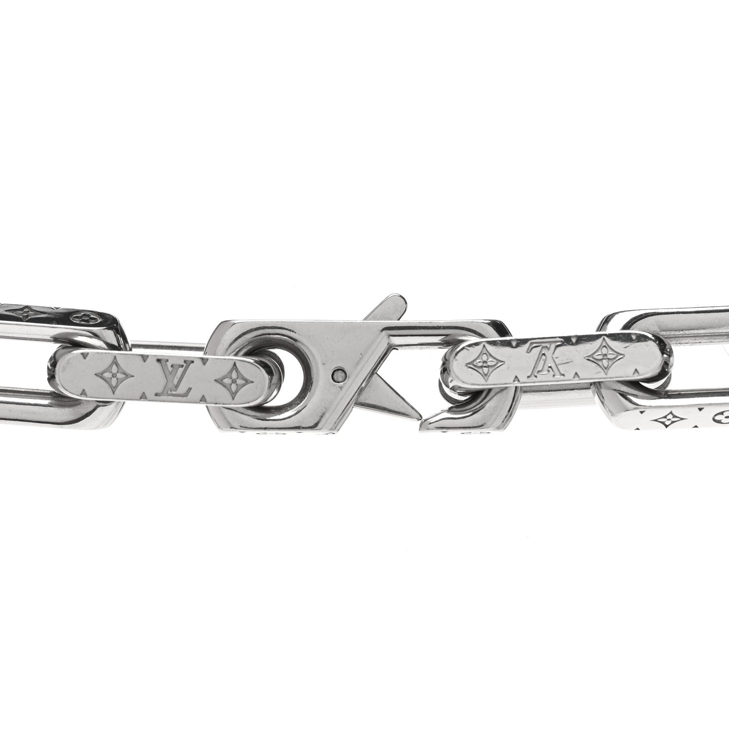 Louis Vuitton Monogram Chain Necklace Silver 4 of 5