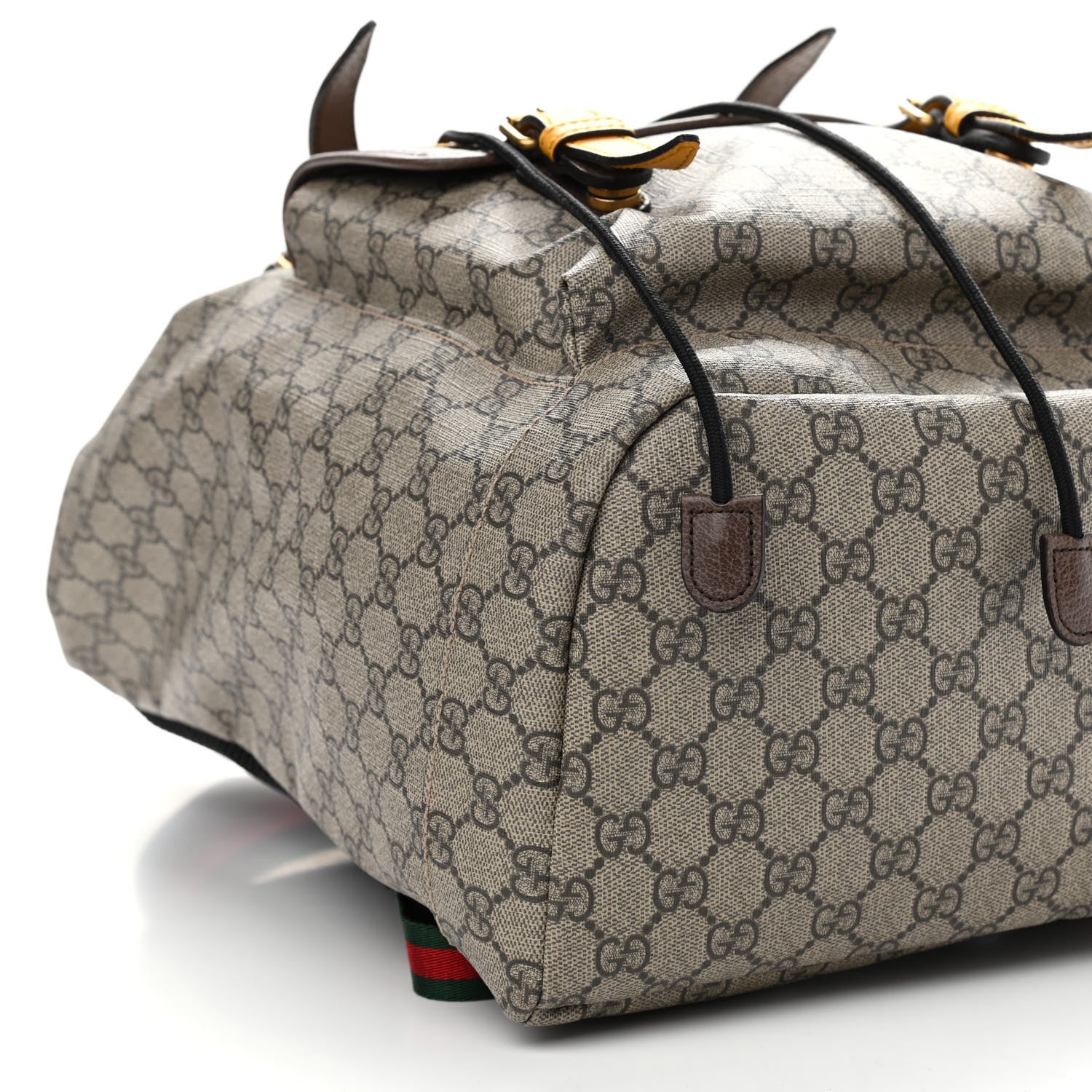 Gucci Soft GG Supreme Monogram Neo Vintage Double Buckle Backpack Beige New Acero Crop 8 of 9