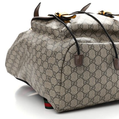 Gucci Soft GG Supreme Monogram Neo Vintage Double Buckle Backpack Beige New Acero Crop 8 of 9