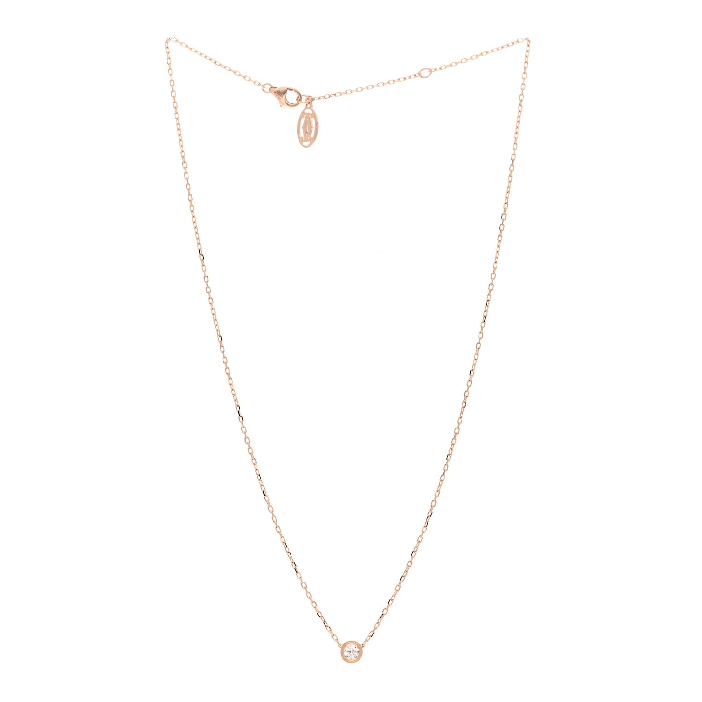 18K Pink Gold Diamond LM D'Amour Pendant Necklace