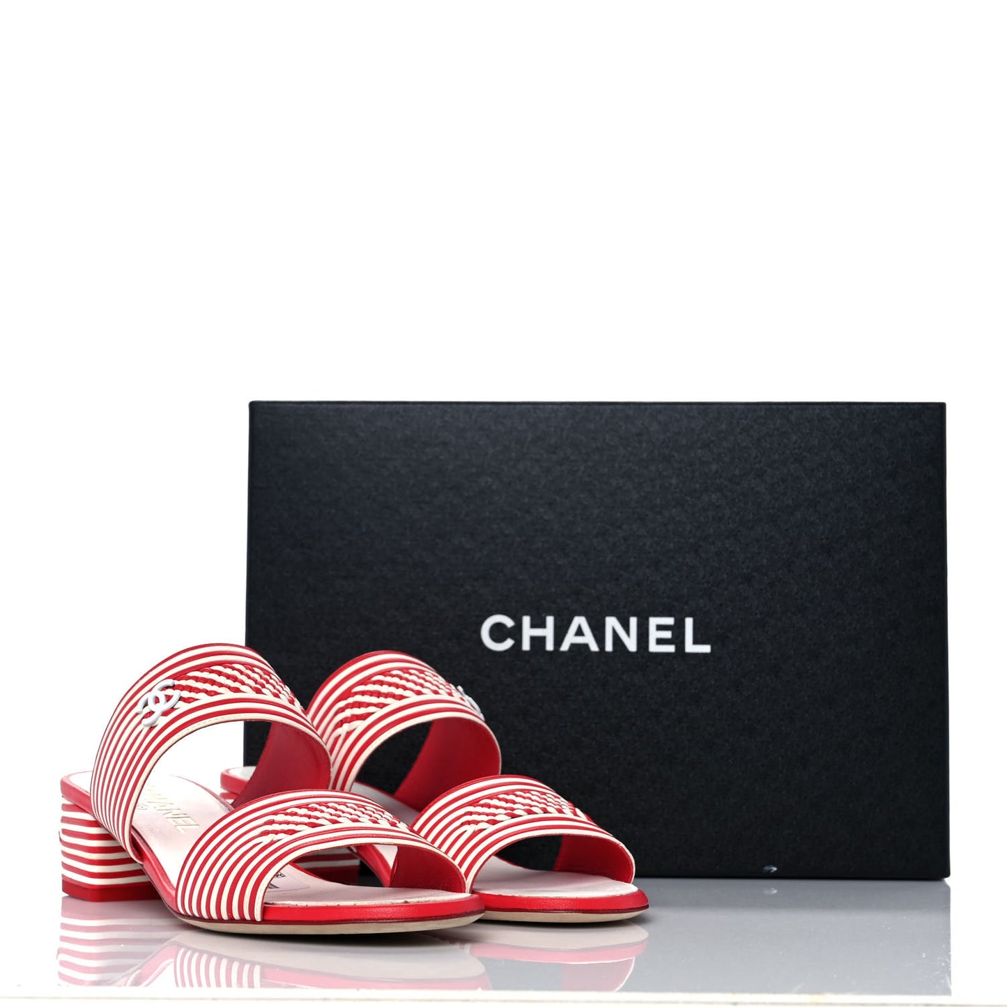 Lambskin Braided CC Sandals 38.5 White Red