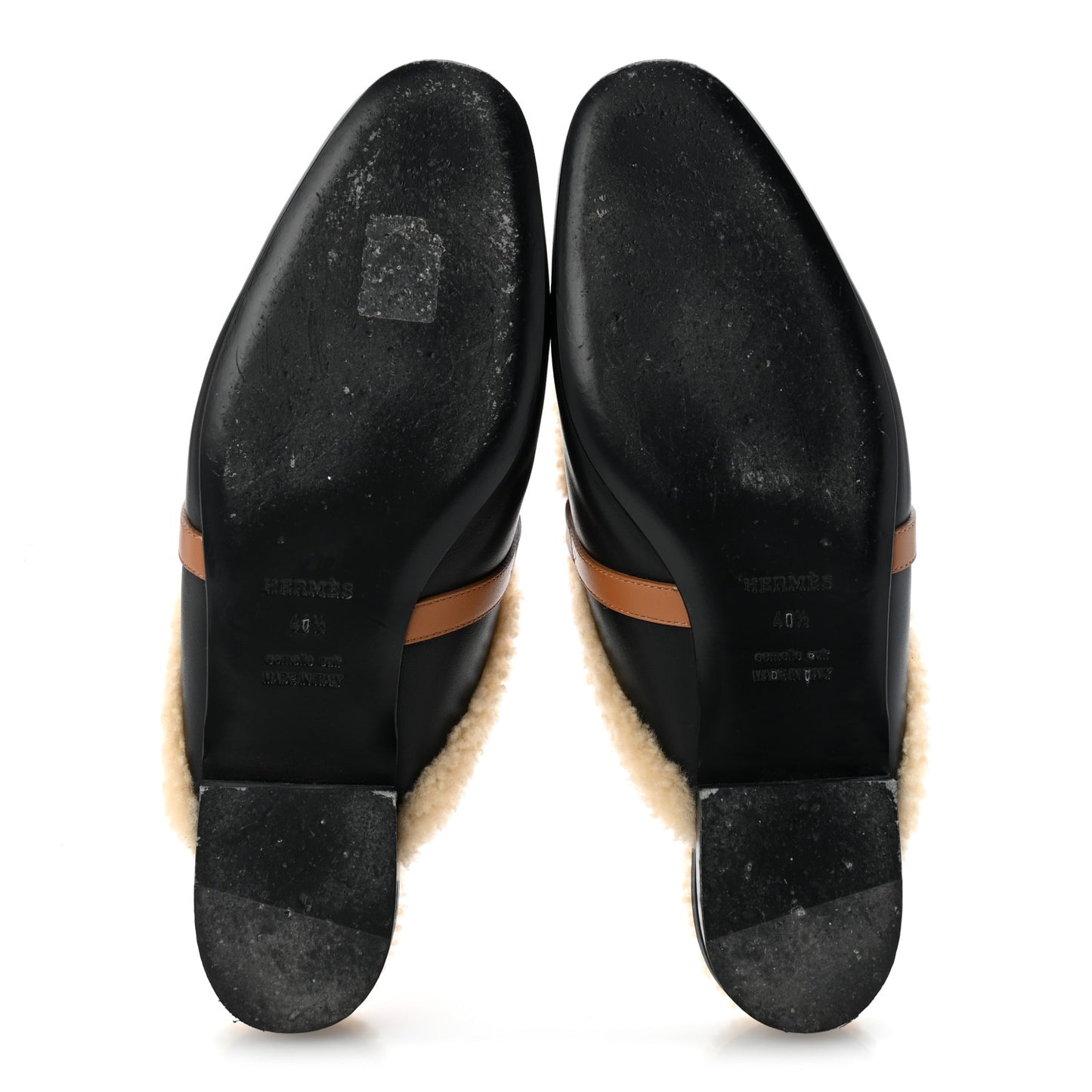 Shearling Calfskin Womens Oz Mules 40.5 Naturel Black