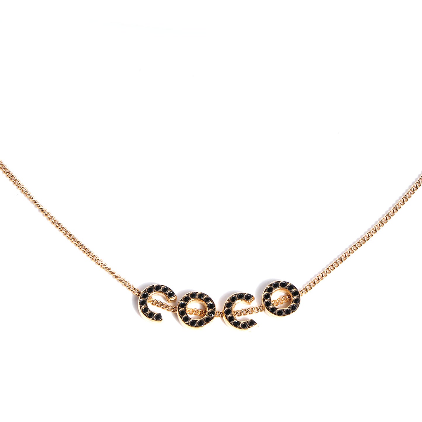 Black Crystal Coco Necklace Gold
