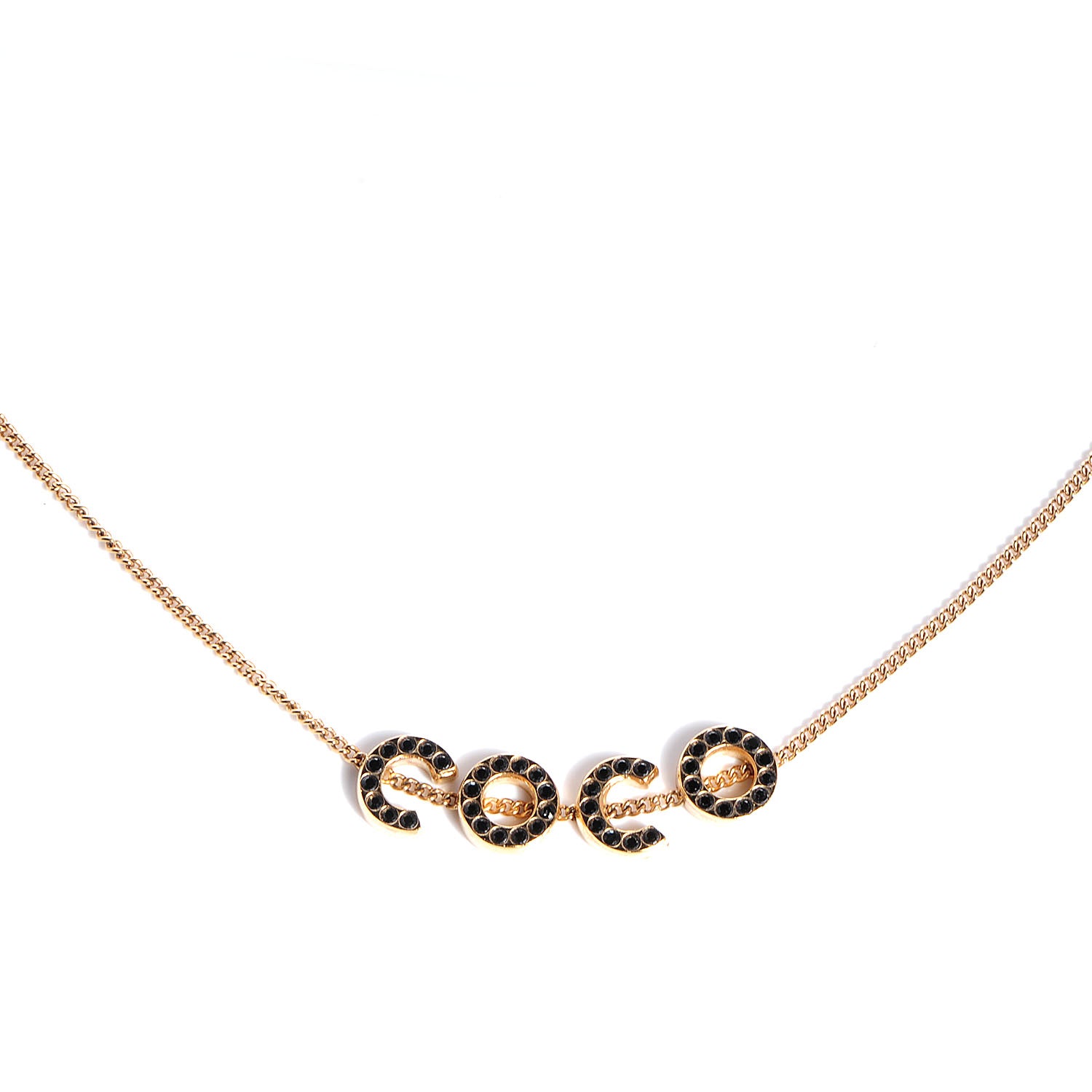 Chanel Black Crystal Coco Necklace Gold 1 of 5