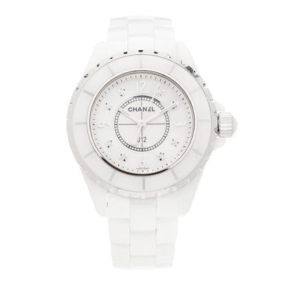 Chanel Stainless Steel Ceramic Diamond 33mm J12 Quartz Watch White 1 of 6
