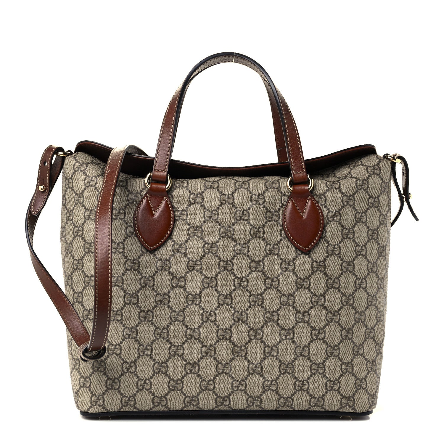 Gucci GG Supreme Monogram Linea A Foldover Tote Brown 1 of 12