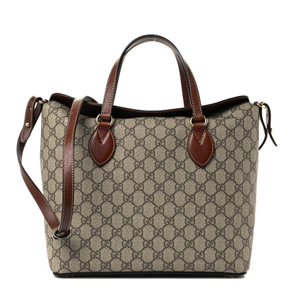 Gucci GG Supreme Monogram Linea A Foldover Tote Brown 1 of 12