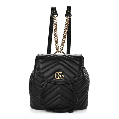 Gucci Calfskin Matelasse GG Marmont Flap Backpack Black 1 of 12