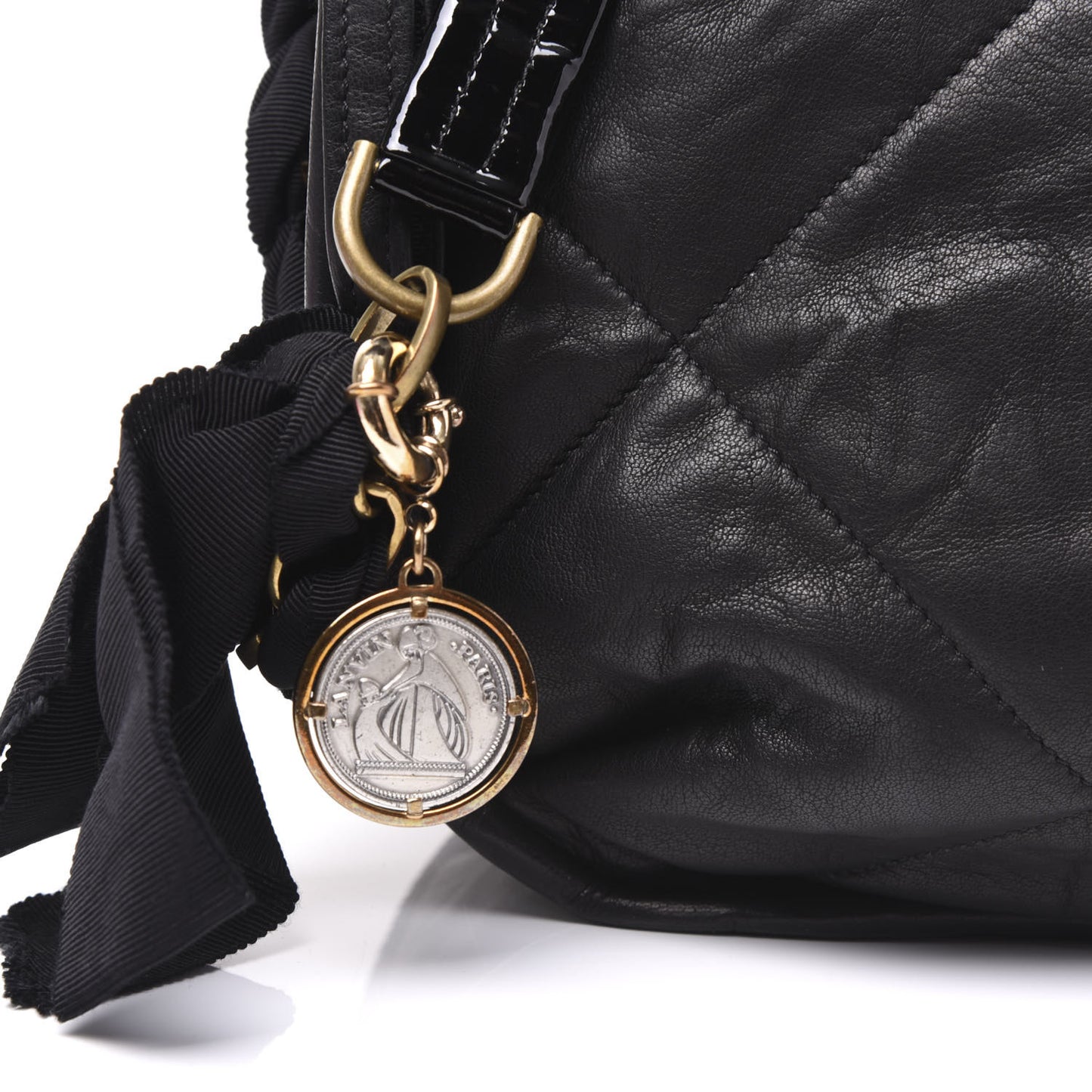 Lambskin Quilted Amalia Crossbody Bag Black
