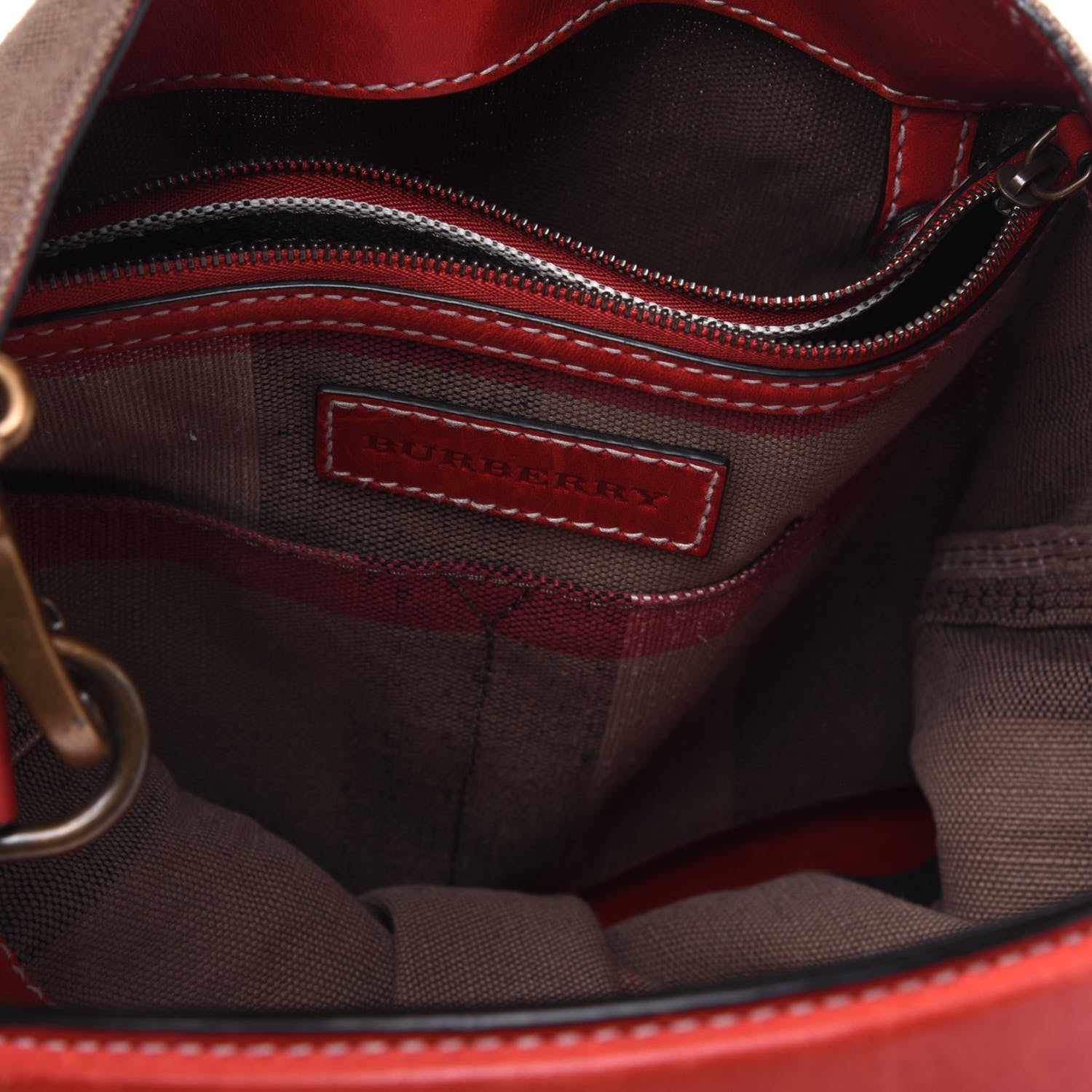 Burberry Canvas Mega Check Medium Ashby Hobo Cadmium Red 16 of 27